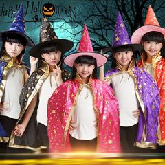 ハロウィンマント子供大人舞踏会コスチューム五芒星マント帽子セットコスプレ道具マント