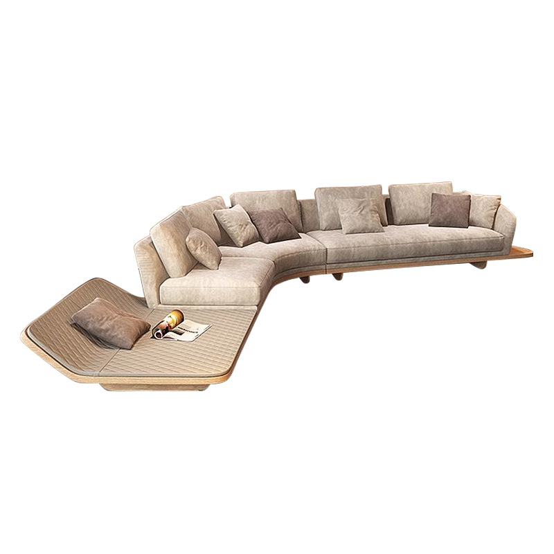 Sofá de esquina de arco de viento silencioso sofá de forma especial combinación de sofá de estilo medio antiguo sofá de tela sala de estar de villa