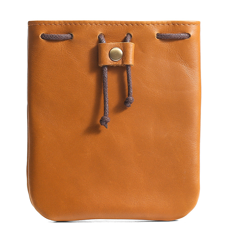 Genuine leather drawstring lucky bag cowhide drawstring drawstring change storage bag vintage coin bag earphone storage bag coin purse