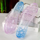 Two-color crystal slippers women's plastic material transparent glue jelly low heel Korean style indoor home use summer days