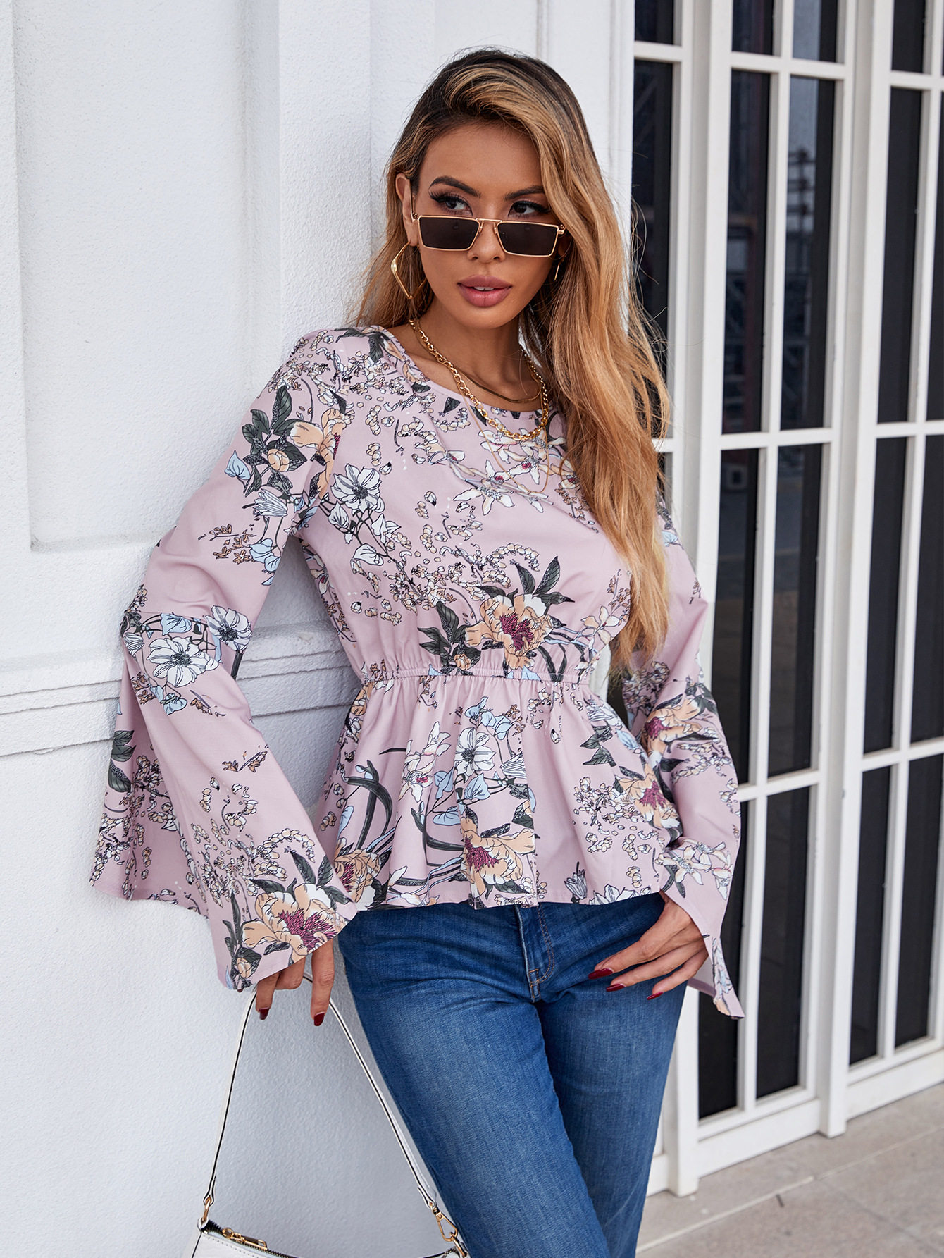 women s printed chiffon loose shirt nihaostyles clothing wholesale NSJM73328