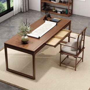 New Chinese Style Solid Wood Calligraphy Table Home Office Desk Study Calligraphy and Painting Table with Drawer Desk Hospitality Tea Table