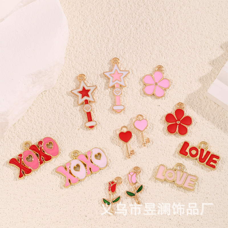 Cross-Border Alloy Enamel DIY Accessories Valentine's Day Heart Rose Collection Earrings Necklaces Jewelry Accessories Wholesale Cross-Border Alloy Enamel DIY Accessories Valentine's Day Heart Rose Collection Earrings Necklaces Jewelry Accessories Wholesale