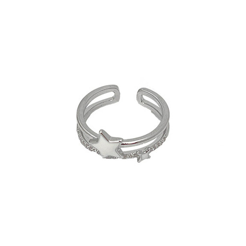 Luxury Lab Diamond Double Star Ring for Women, Unique Design Open Finger Ring, High-end Fashion and Personality Couple's Ring