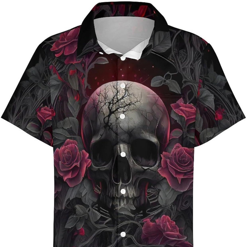 Hurspmr Men& # 39;S Button down Shirt with Skull Cool Graphic