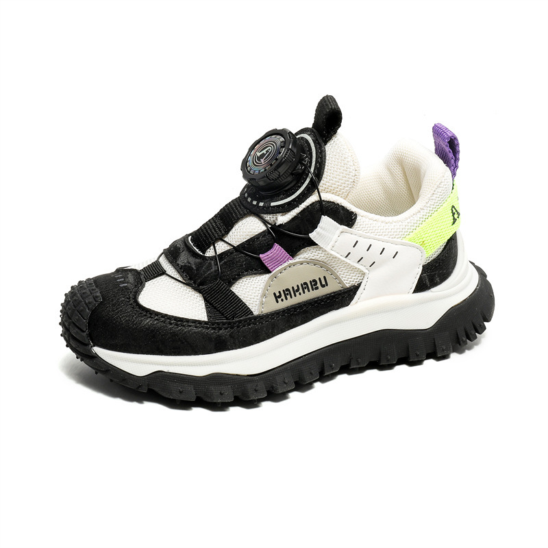Rotating button shoes Spring sports shoes new fashion Daddy shoes children's small white shoes boys shoes trend_voghion.com