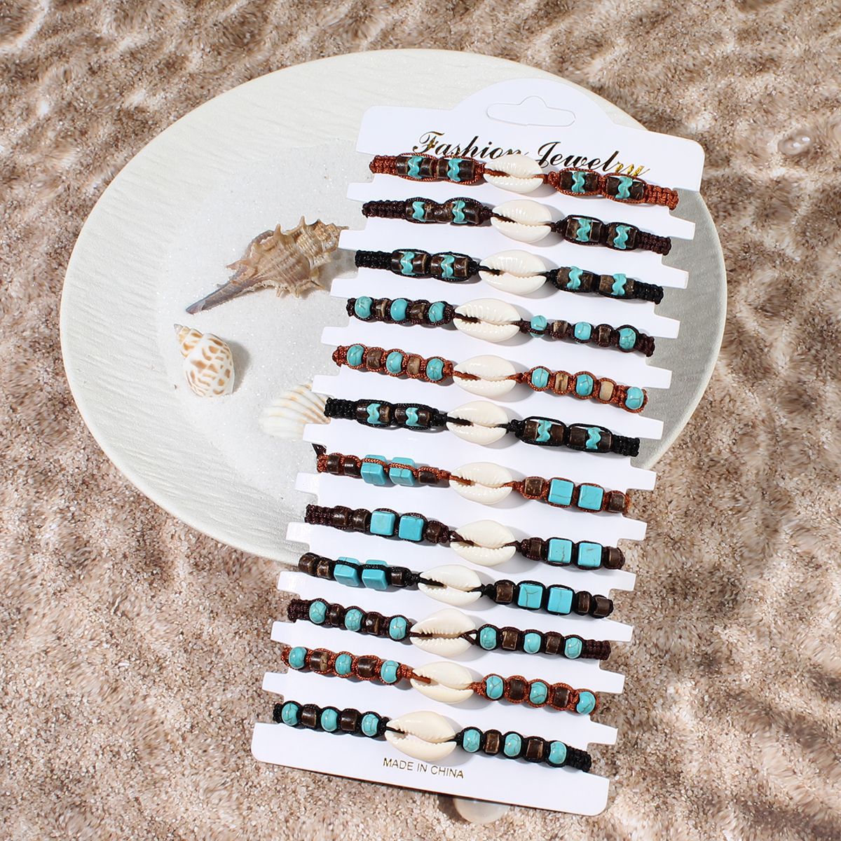 50g Weight Bracelets Classification Beaded, rope Chain Material Beaded Chain Chain Type 1 Set Quantity Casual, Beach Occasion turquoise, rope, Shell Material Geometric, Starfish, Eye Pattern Spring&Summer Season Unisex Gender Vacation Style Vacation Geometric Starfish Eye Turquoise Rope Shell Beaded Chain Beaded Bracelets Wholesale 11