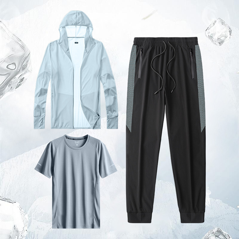 Set de protección solar para hombres de verano delgado hielo rápido secado deportivo abrigo de pesca transpirable al aire libre abrigo de verano image 9
