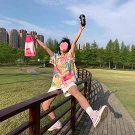 美式复古夏威夷油画短袖花衬衫女夏季宽松设计感小众休闲百搭上衣
