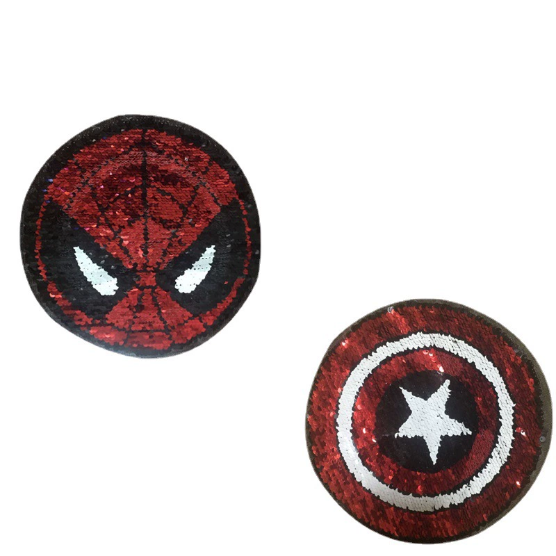 Можно перевернуть блестящую ткань наклейку Spider-Man Красивое изменение Капитан Щит Sequening Патч Картина Патч Патч Post