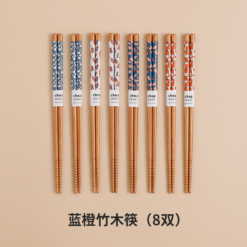 天然竹箸防湿防かび家庭装高級精品プリント箸セット高温火鍋箸分食箸|undefined