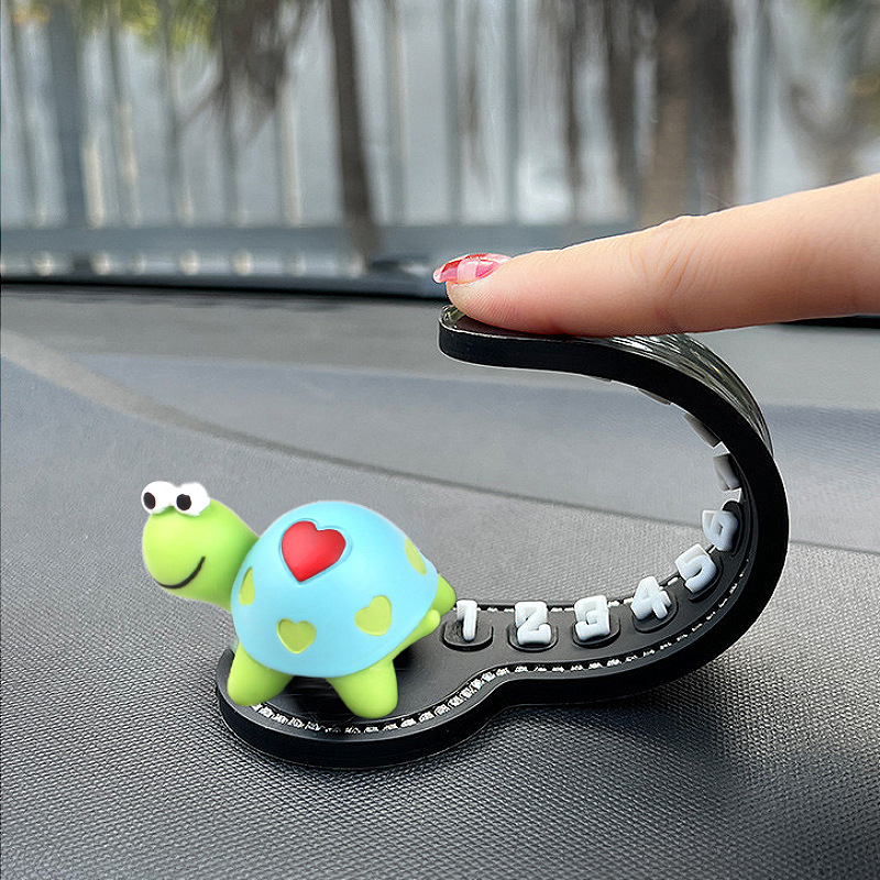 Tarjeta de estacionamiento temporal para automóvil, pequeña tortuga creativa, teléfono móvil, número de teléfono, teléfono móvil, decoración del dispositivo de retención de números
