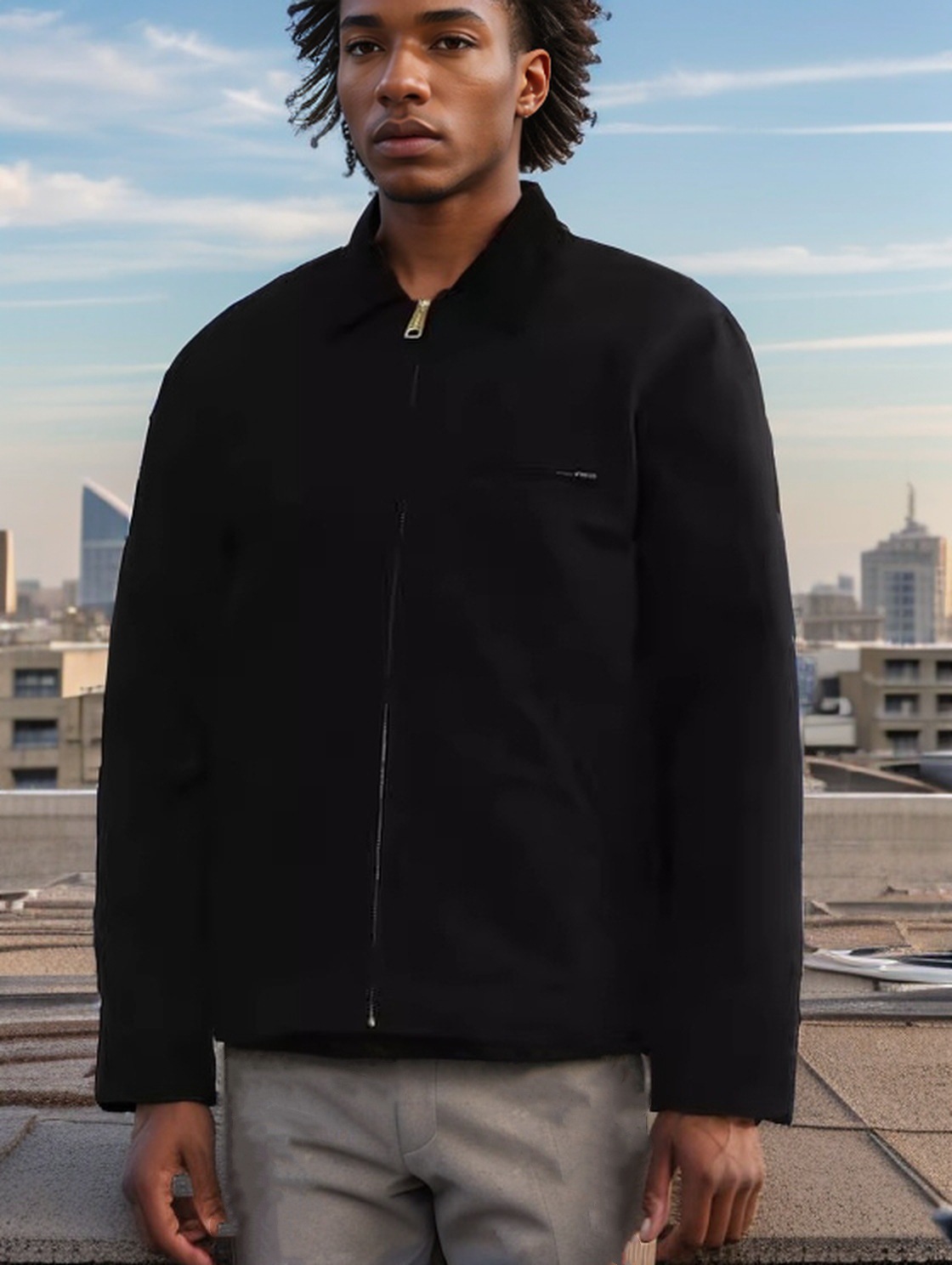 Veste à glissière à col pour homme avec nouvelle couleur bloquée pour le printemps et l'automne_voghion.com