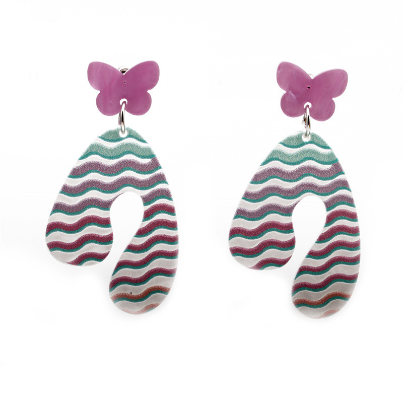 Pendientes de estrella de cinco puntas de acrílico impresos en relieve tridimensional transfronterizos pendientes de amor de acrílico pendientes de verano