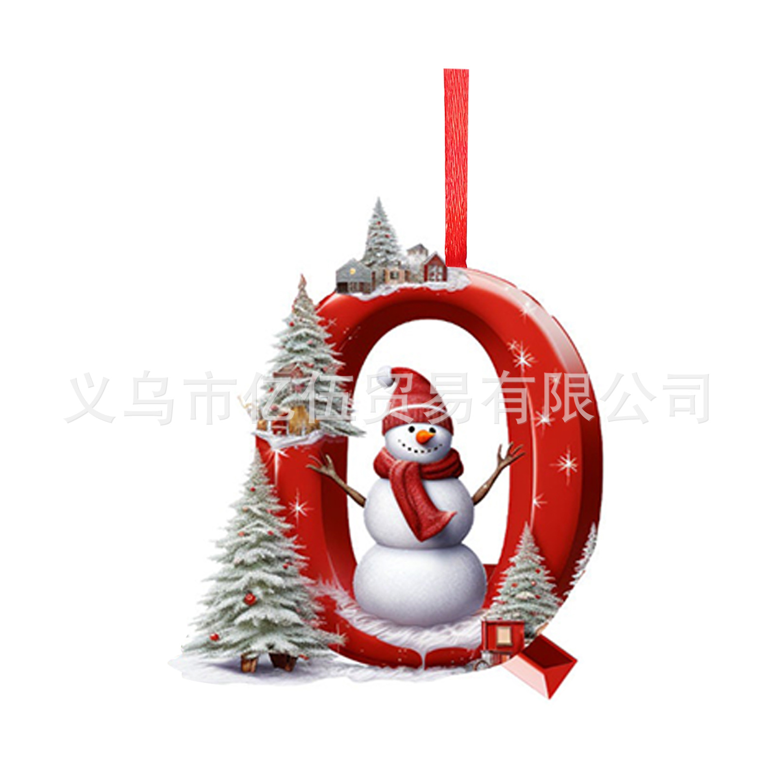 Nuevos productos transfronterizos 26 letras muñeco de nieve bebé colgante de Navidad acrílico plano árbol de Navidad decoración para el hogar colgante image 22