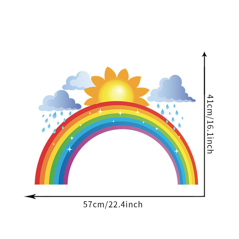 Rainbow Cloud Rain Sun Children's Wall Sticker display picture 1