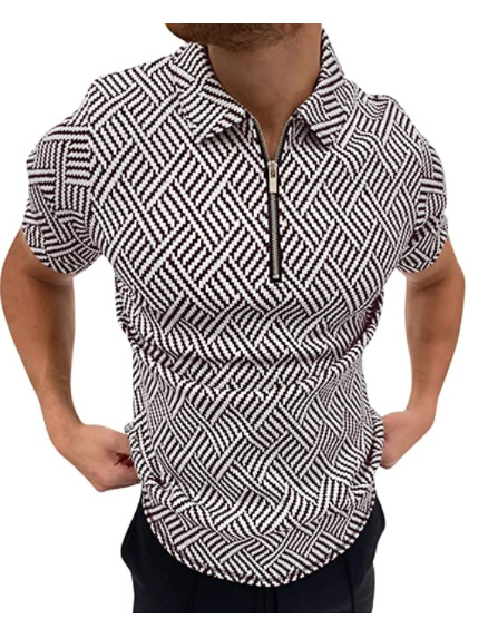 Comercio exterior europeo y americano primavera nueva moda casual popular impresión polo camiseta con cremallera hombres envío gratis