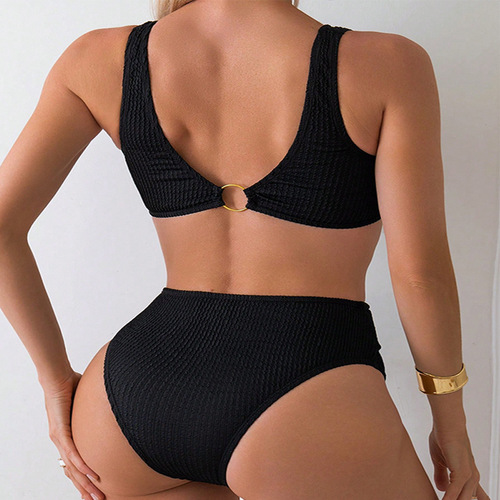 2025 European and American Strappy Bustier Sexy Swimwear for Women High-Waisted Hot Spring Beach Bikini