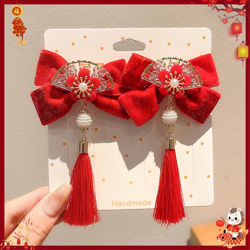 Horquilla Infantil con Borlas Chinas Hecha a Mano para Año Nuevo y Hanfu