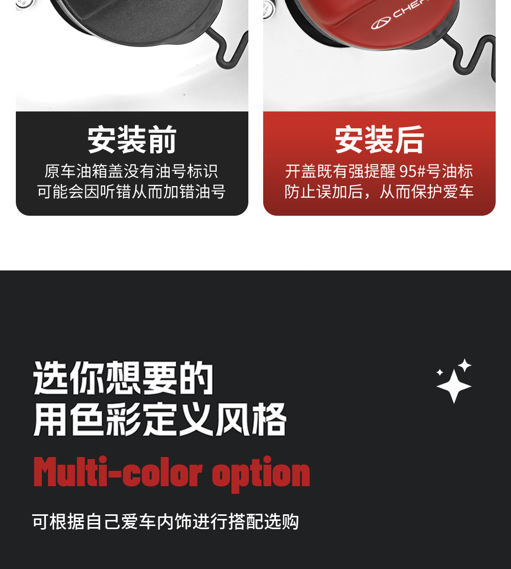 Suitable for Arrizo 5Plusgx, Tiggo 8Pro/7/5X, Little Ant Fuel Tank Cap Silicone Protective Cover, Fuel Warning