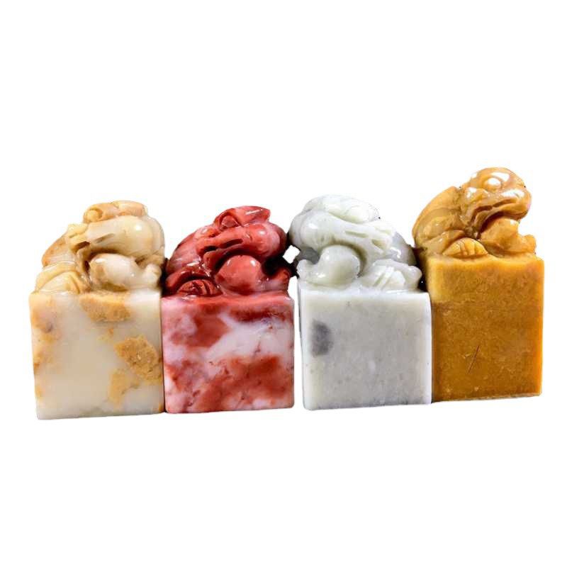 (2개) SHOUSHAN STONE 고대 BEAST BUTTON SEAL MATERIAL FURONG LAOLING SEAL PAINTING 및 CALLIGRAPHY SEAL