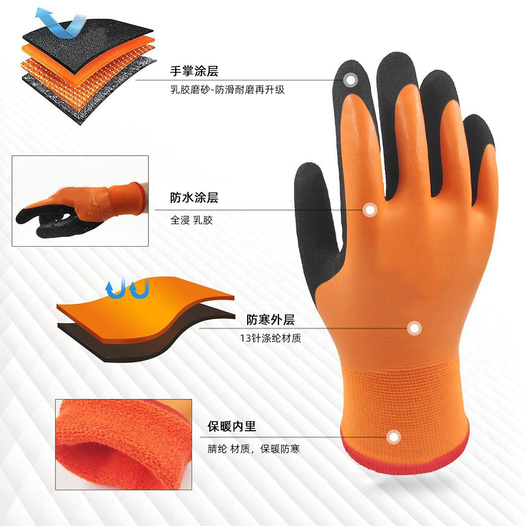 CE认证晴纶内胆防水磨砂涂层EN511防寒2级耐低温保暖手套磨砂防滑-阿里巴巴