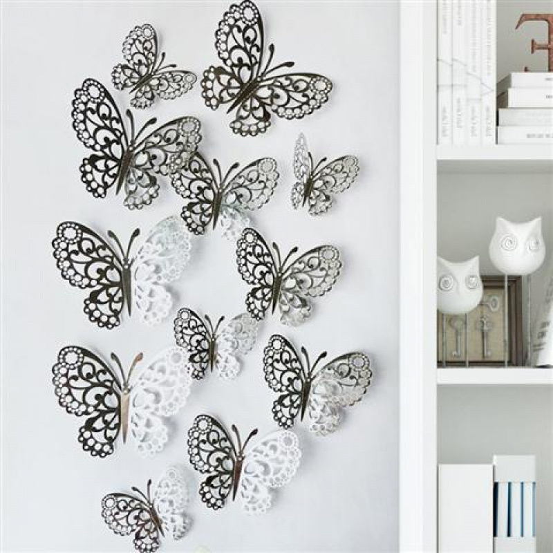 Décoration murale papillon 3D en papier creux, simulation tridimensionnelle, salon, bureau, maison, fenêtre autocollante_voghion.com