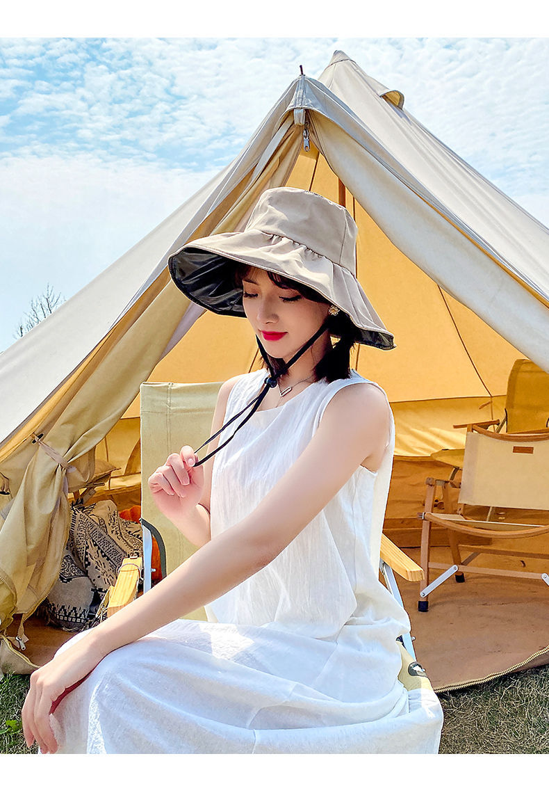 Summer UV resistant women s black rubber new versatile sunscreen western style face covering fisherman travel sun_voghion.com