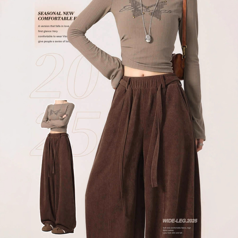 Pantalón tiro alto casual café