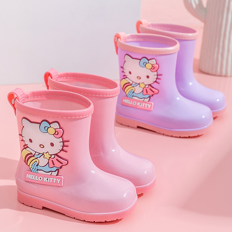 HelloKitty girls' rain boots Sanrio children 2024 kindergarten baby non-slip rain boots Hello Kitty water shoes