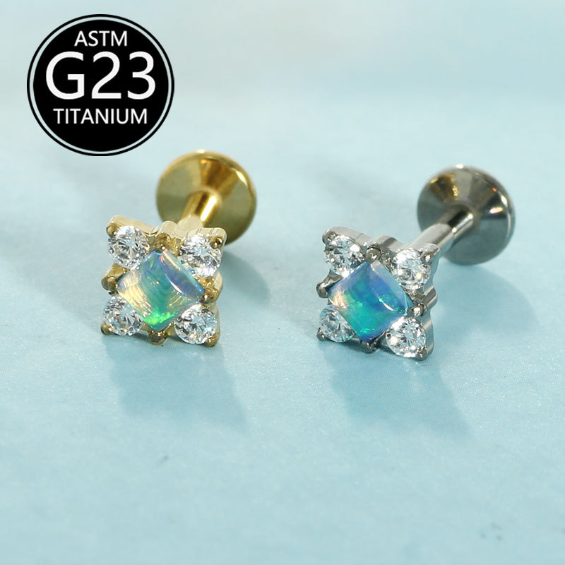 G23 Titanium 16G Internal Thread Flat Bottom Lip Stud & Ear Bone Stud Lip Piercing Jewelry from detail image 7