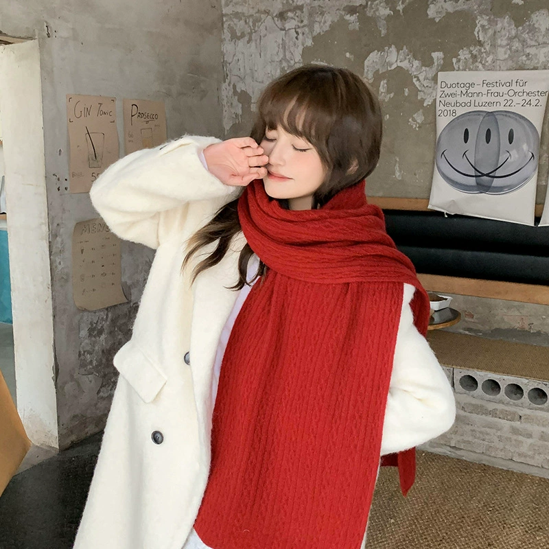 Демисезонный Woolen-шарф с хвостиком, вязаный цветной теплый шарф для учащихся начальной школы, корейский стиль