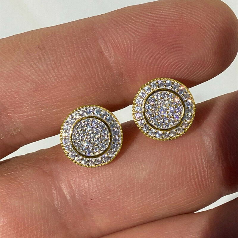 1 Pair Simple Style Shiny Round Inlay Copper Zircon Ear Studs display picture 4