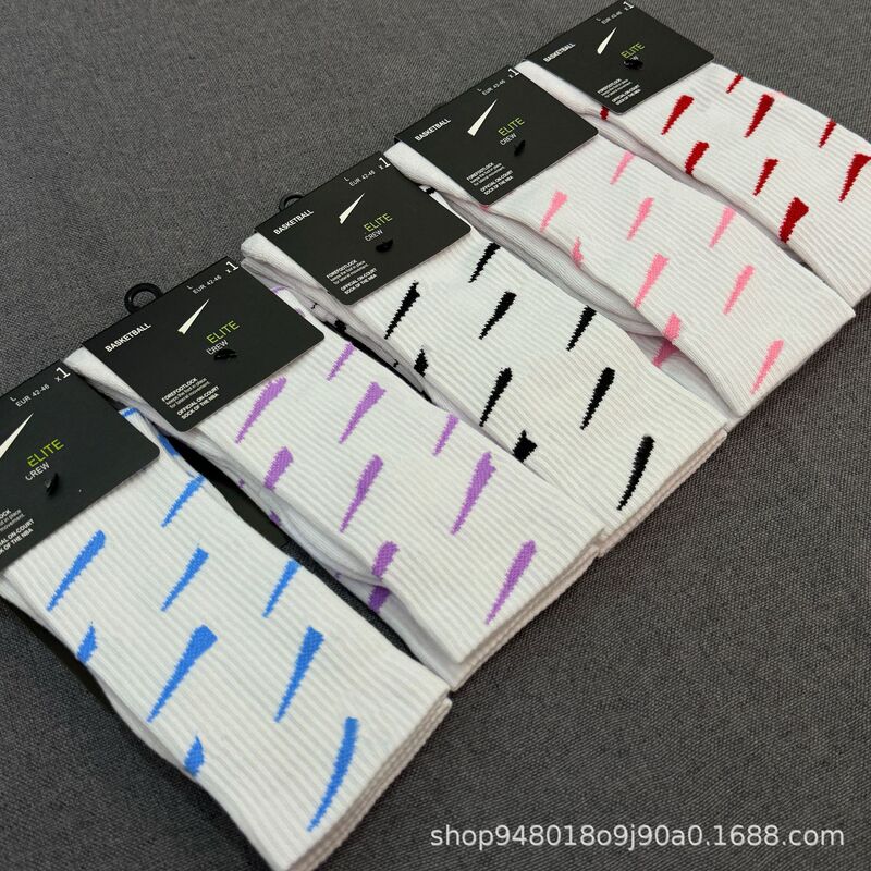 Suwan Naike Sakura Pink Full Label Limited Sports Socks Towel Bottom Running Basketball Socks Men and Women Same Style Wholesale