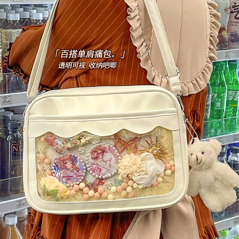 Неизвестная любовь ● небольшой объем еды болеутоляющий мешок милый Универсальный Простой японский PU двумерный прозрачный плечевой Кроссбоди Женский Повседневный