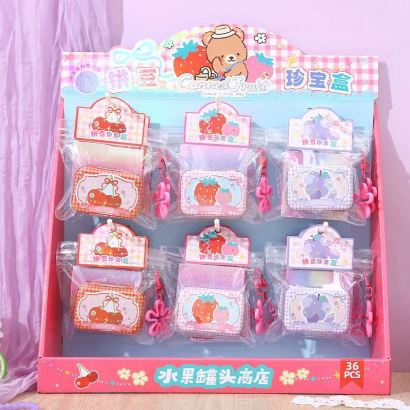 Caja de tesoros de frutas a través del hielo DIY caja de tesoros de frijoles conjuntos hechos a mano de una niña corazón de sueño caja de regalo de almacenamiento