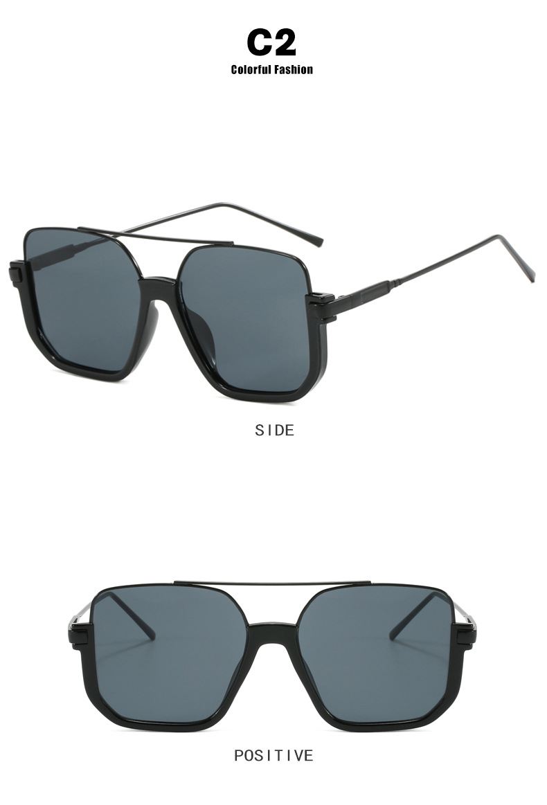 Design sunglasses female square big face thin light color piece plain face artifact advanced sense of men's sunglasses_voghion.com
