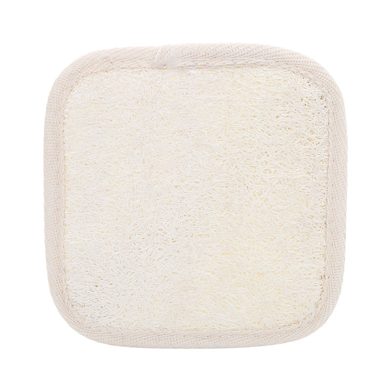 Loofah Bath Sponge (Natural), Cotton‑Linen & Loofah, Multiple Sizes 8×8–12×12 cm
