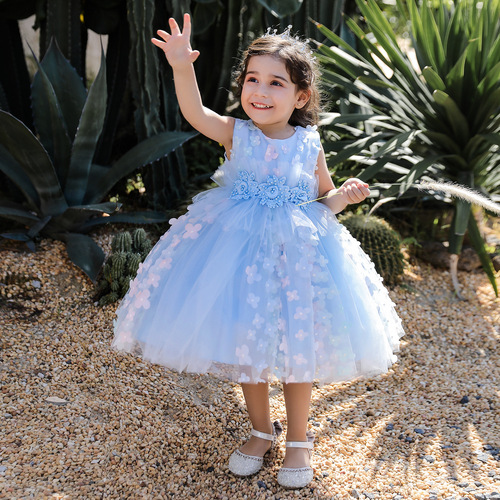 Princess dress fashion show flower child wedding little girl dress child host piano performance spring costume