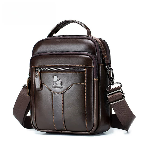 Genuine Leather Men's Crossbody Bag, First-Layer Cowhide Shoulder Bag, Large Capacity Vintage Messenger Bag, Cross-Border Commuter Bag, Man Bag