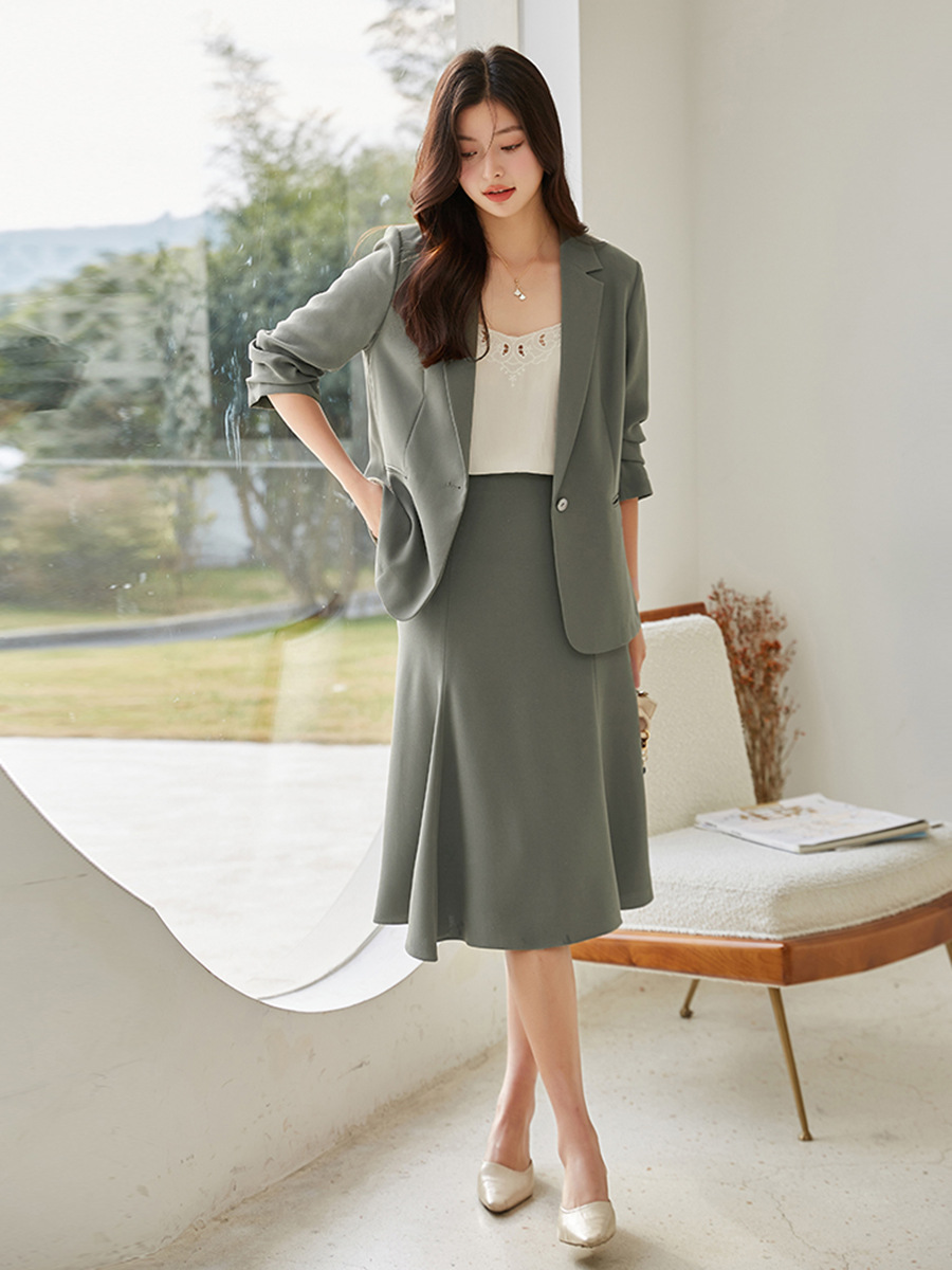 Blazer Elegante de Mujer de Poliéster con Un Botón para Oficina