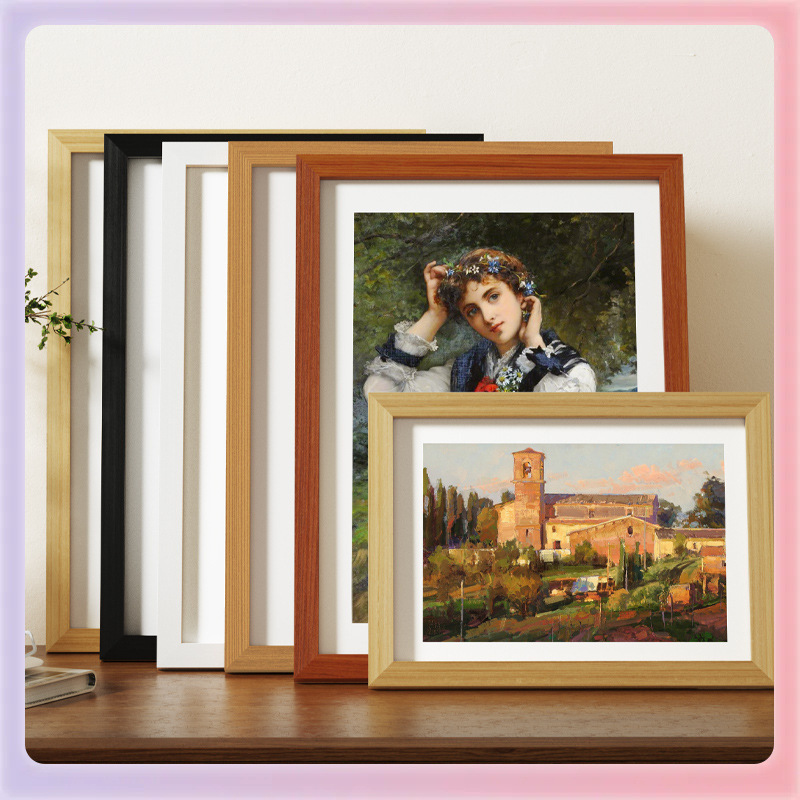 Framed A3 Wooden A4 Photo Frame Table Self-Installed Large Wall Hanging Frame 4-Open Sketch Paper Oil Painting Frame 12-Inch Size