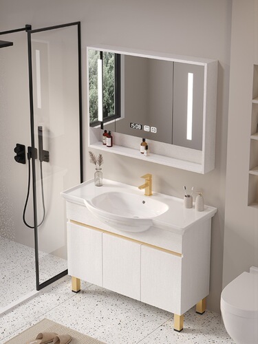 Big belly basin bathroom cabinet combination floor-standing simple light luxury wash basin cabinet washbasin basin integrated ceramic bathroom