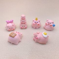 卡通粉色呆萌叠叠乐小猪公仔萌粒 DIY树脂饰品配件桌面车载小摆件