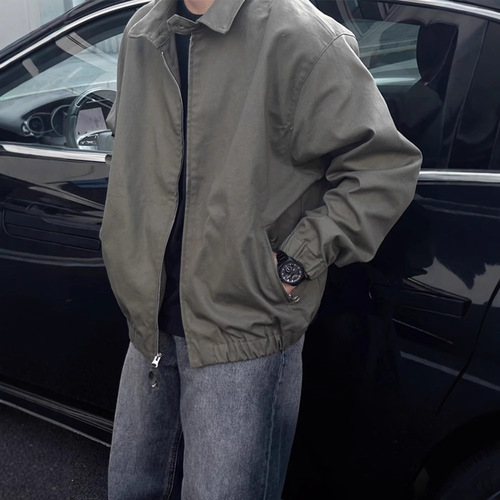 Military green cleanfit jacket for men, spring and autumn season, workwear fashion brand, high-end casual pilot top