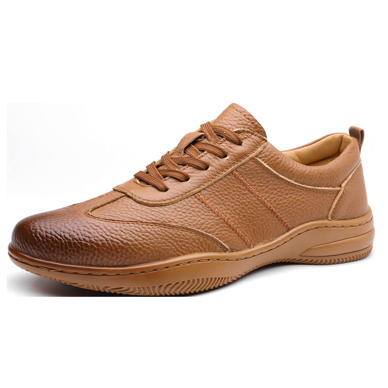 Chaussures homme en cuir style coréen décontractées respirantes_voghion.com
