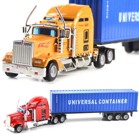 Children's Alloy Car Semi-Trailer Heavy Container Truck Car Transport Truck Engineering Vehicle Toy Model Wholesale