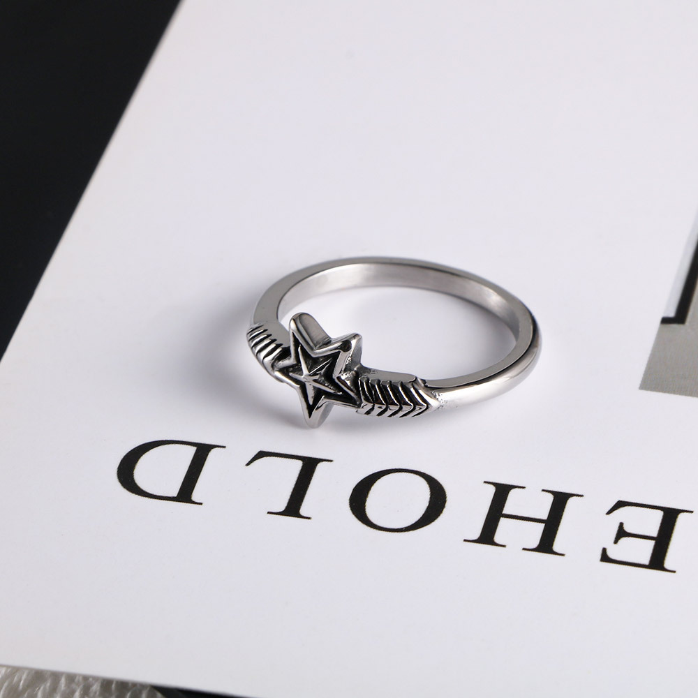 5g Weight Rings Classification 11, 6 Ring Size Wholesale Jewelry Hip-Hop Vintage Style Star Titanium Steel Polishing Rings