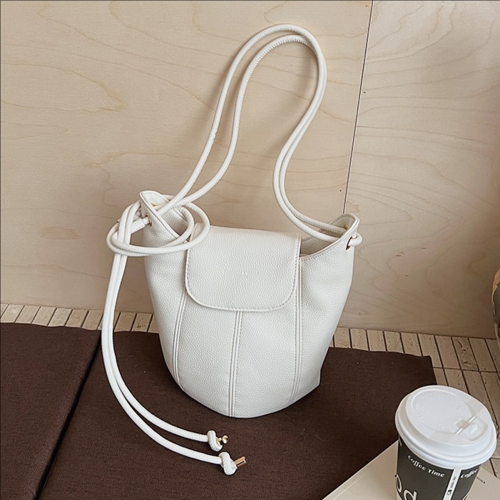 Retro Bucket Bag In Lychee Pattern Versatile Shoulder Bag_voghion.com