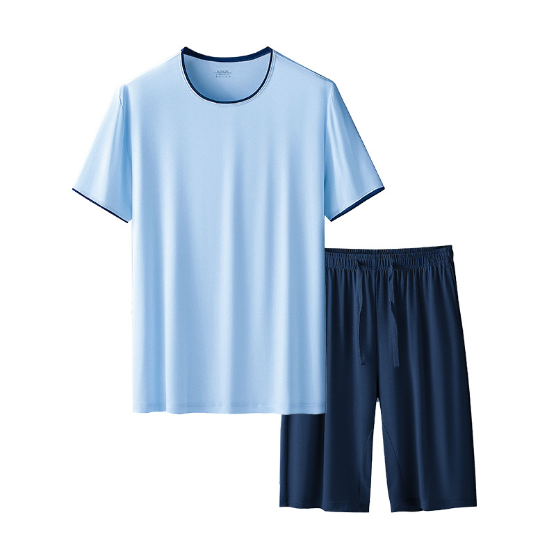 [Mismo estilo en el mostrador] Traje de ropa para el hogar para hombre de primavera y verano modal de doble cara de 80 unidades que se puede usar afuera con pantalones cortos de manga corta